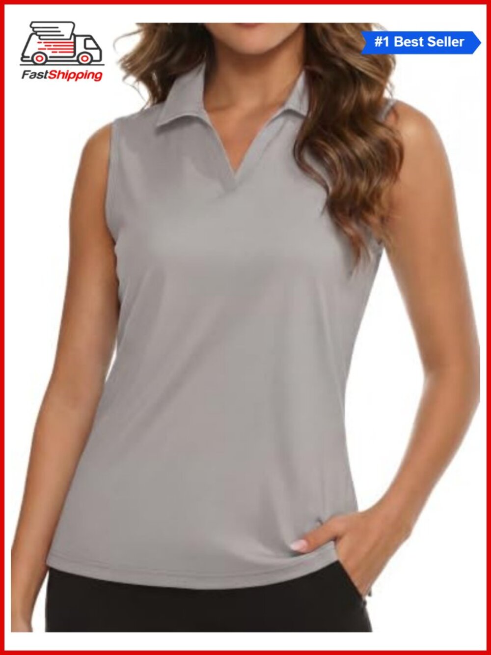 ✨ Women Sleeveless Golf Polo Shirt UPF 50 V-Neck Quick Dry Tennis Athletic Tank